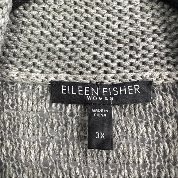 Eileen Fisher Open Front Gray Cotton Cardigan Sz 3X - Picture 4 of 11